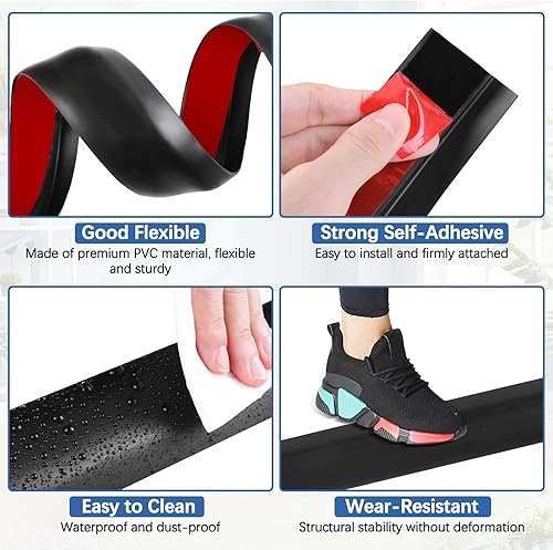 Miniatura 3 de Tira de transición de piso de vinilo para umbral de puerta, tira de transición autoadhesiva para bordes de alfombra para umbral de borde laminado de