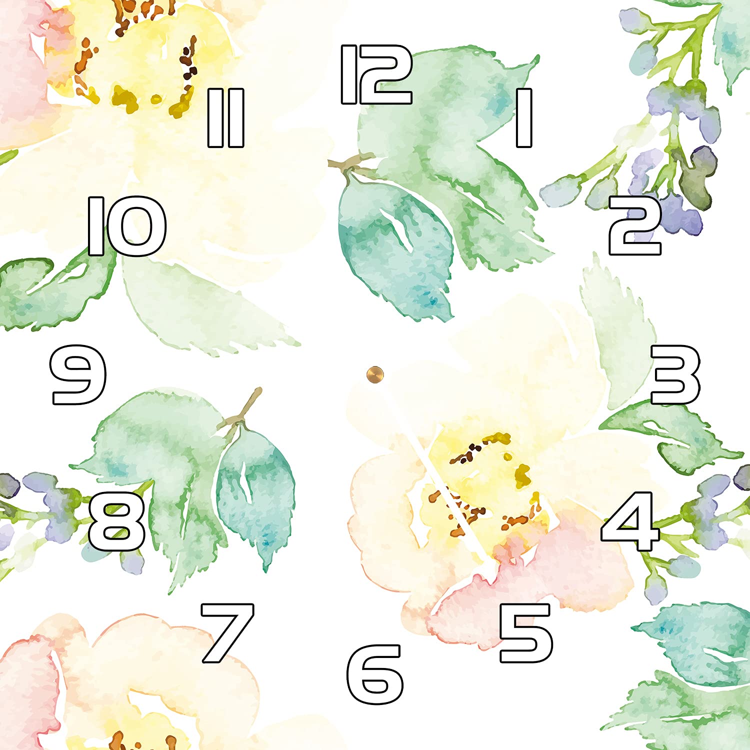 Horloge de cuisine en verre Coloray motif floral pour une décoration murale de salon