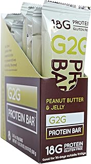 G2G Protein Bar, Peanut Butter & Jelly, Healthy Snack, Delicious Meal Replacement, Gluten-Free, Clean Ingredients, Refrigerated for Freshness, 8 Count (Pack of 8)