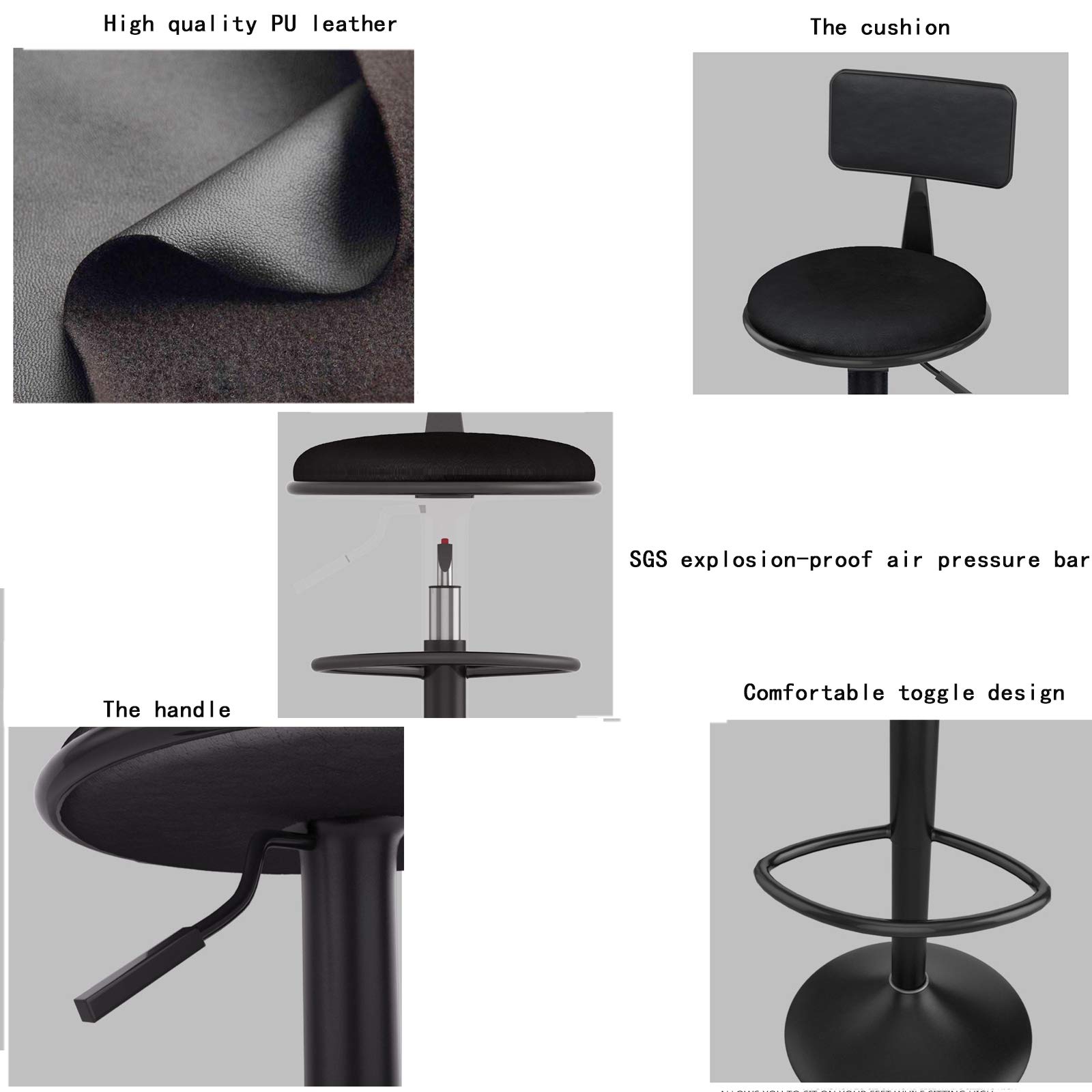 Sgabello da Bar Girevole Regolabile in Altezza,Schienale Alto,Sgabello da Bar Moderno E Semplice,Adatto per Soggiorno Bar,Portata 140kg,Sono Disponibili più Modelli