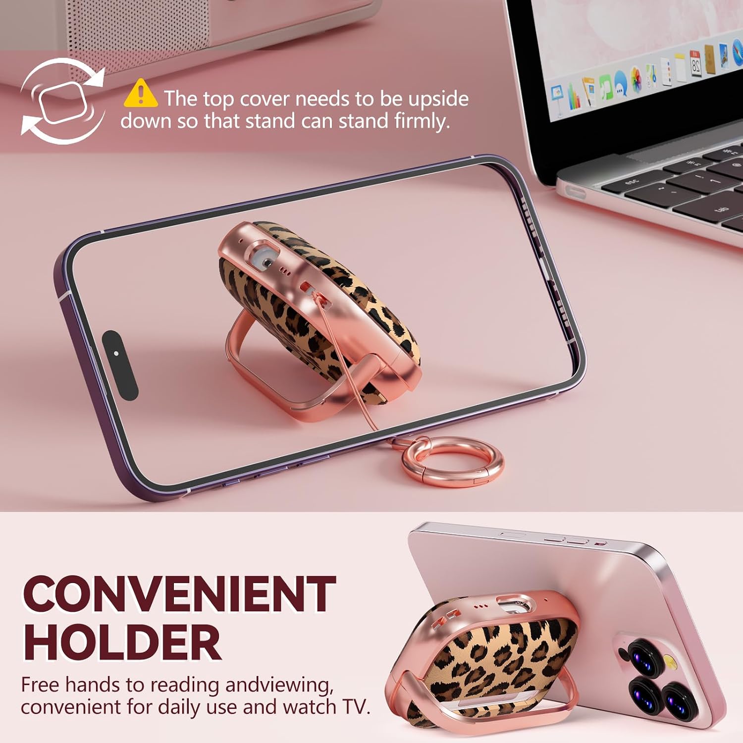 Inesore for AirPods Pro 3 Case 2025 with Lock, for Women Girly Floral Clear Case Compatible with Apple Airpods Pro 3rd Generation Cover, with Phone Stand,Keychain & Cleaner Kit -Black+ Brown Leopard thumbnail