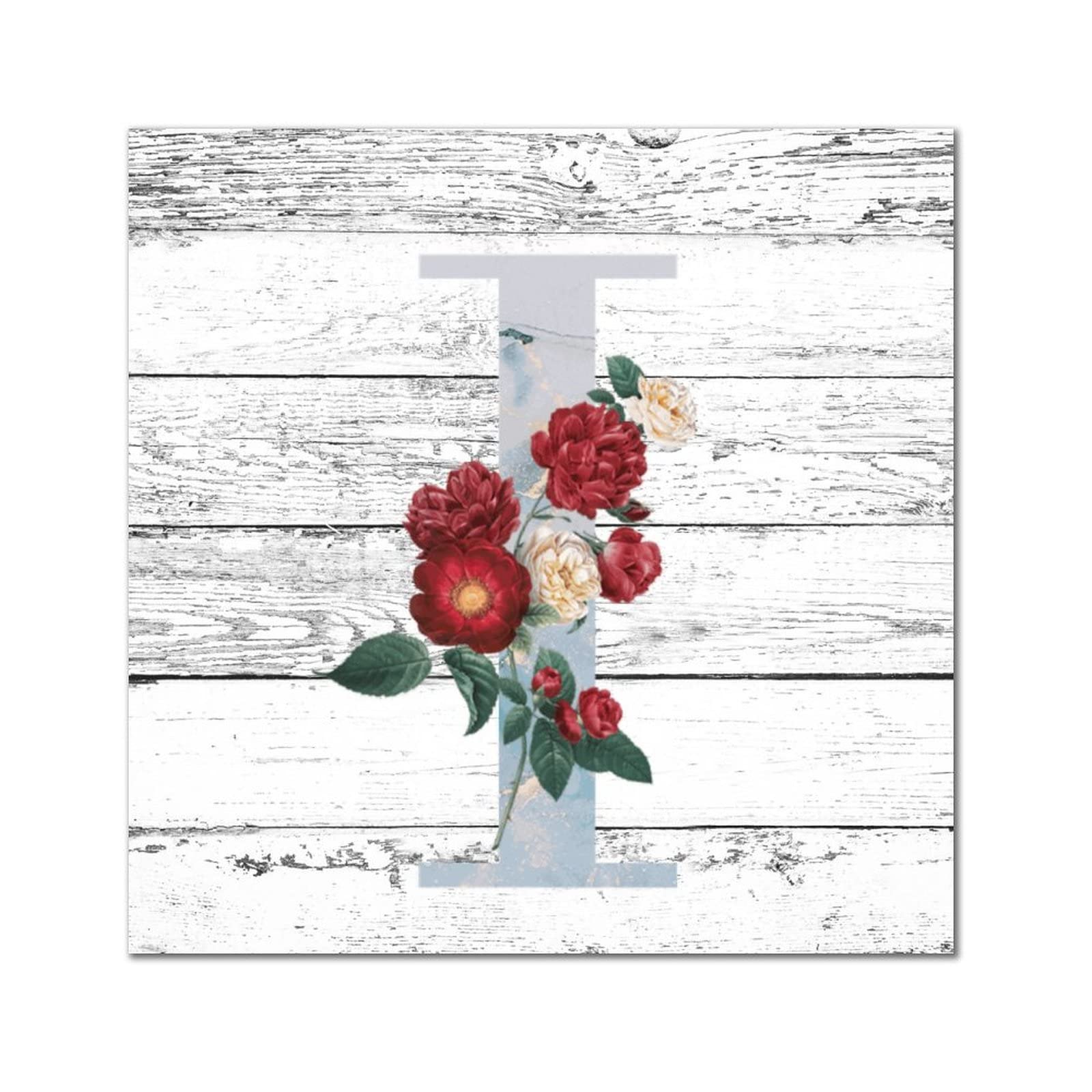 Lettre I en bois et marbre rétro 30 cm pour décoration de porte
