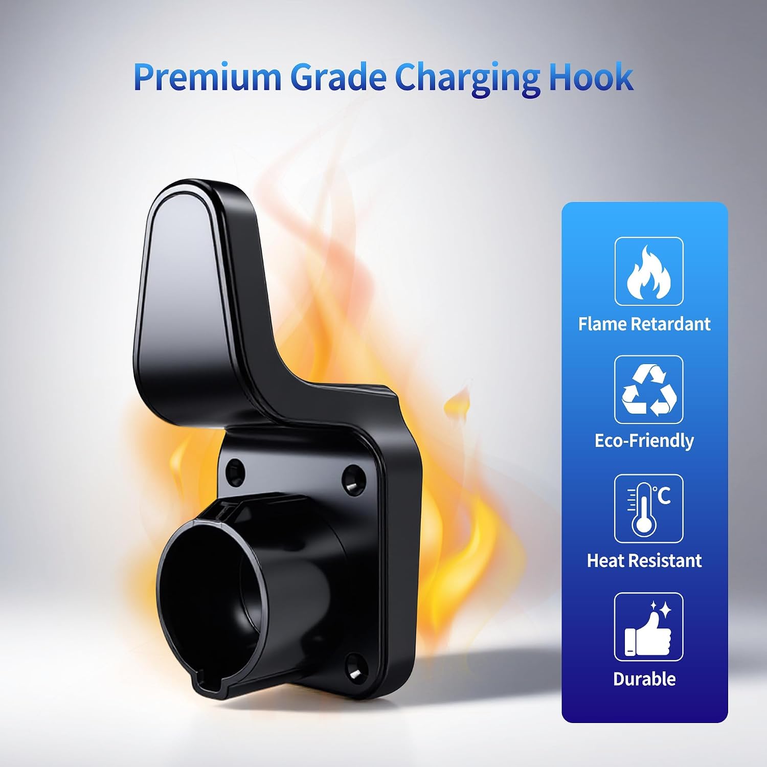 J1772 EV Charger Holder - Fit All SAE J1772 Plug & 50FT Cable - Heavy Duty Wall Mount EVSE Holster Hook for Garage & Outdoor - Safe Cord Organizer Storage for Electric Vehicle