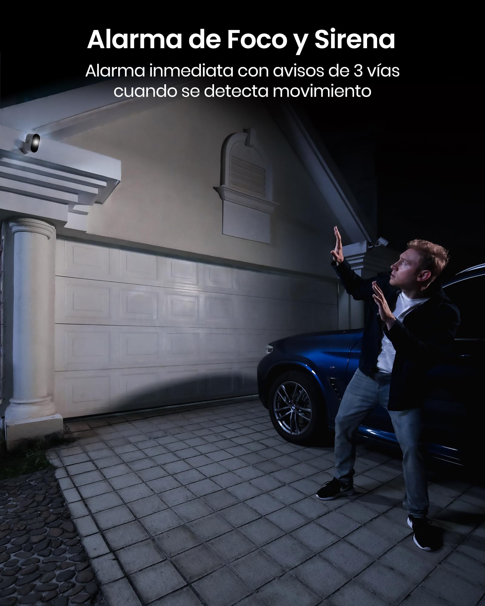 aosu Cámara de vigilancia Exterior 2K batería de 240 días 2 Kit Aosubase 32GB Local sin ABO cámara inalámbrica Sensor de Movimiento Alarma de luz y Sonido Audio bidireccional (2K 4-Set con Aosubase) | Autonomía de hasta 240 días, ultra gran angular, audio