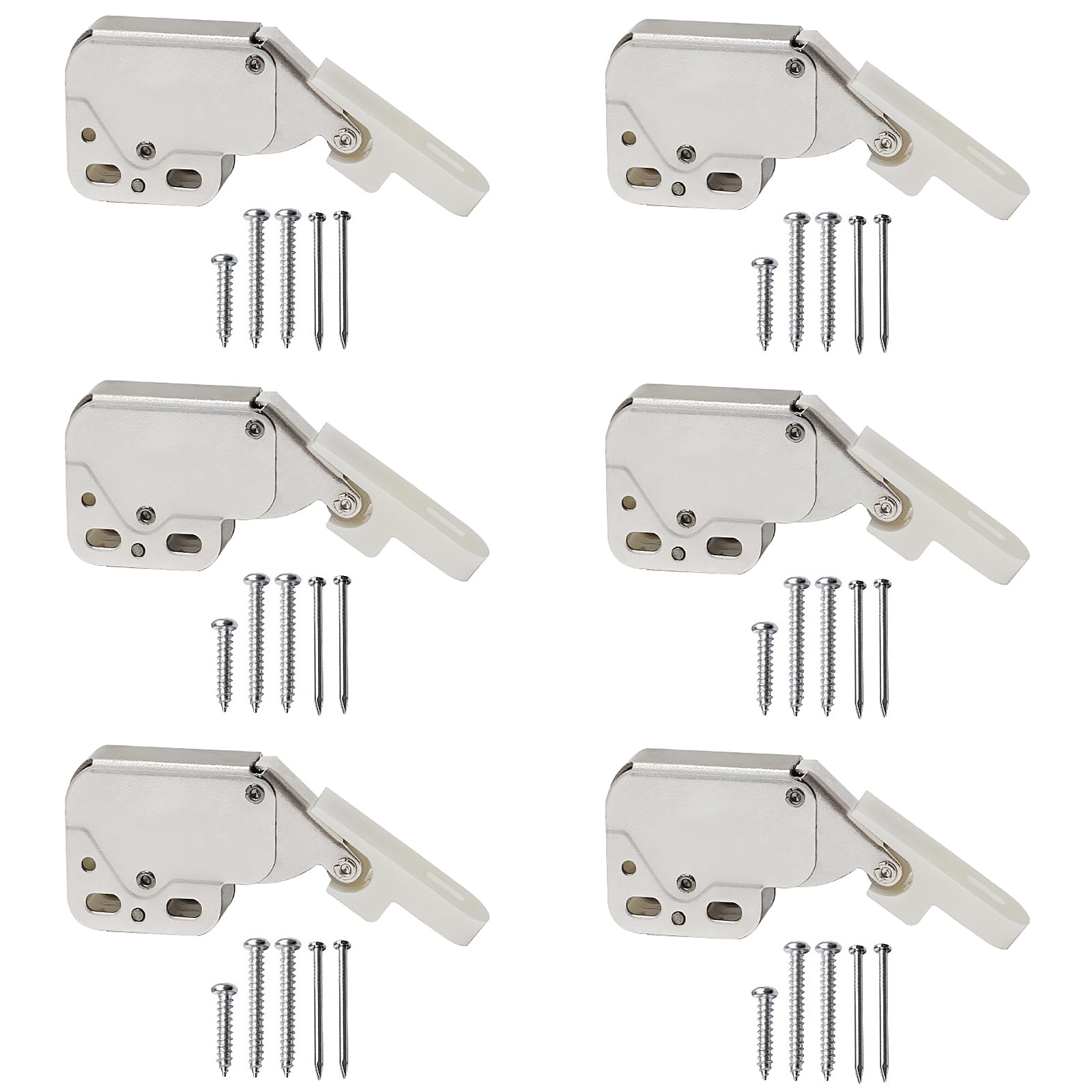 YUNYAN Pack of 6 Door Lock Locking Cabinets Door Catch Latch Push Lock Door with Screws Furniture Catch Spring Lock for Kitchen Cabinet Wardrobe