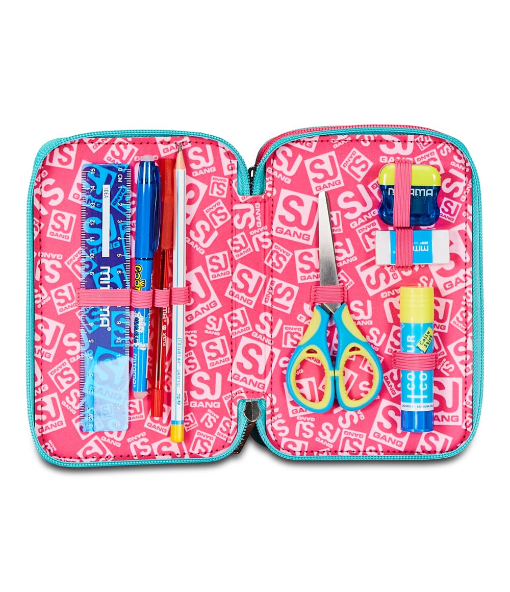 SJ GANG STYLE JAM GANG Cuccioli Da Sj Astuccio 3 Scomparti, Completo di matite, penne, Unisex - Bambini, Rosa, Taglia Unica