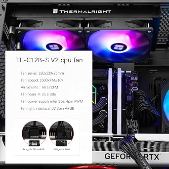 TR-Thermalright Aqua Elite 240 V3 Aio CPU Cooler-240mm Liquid Cooler,2x120mm ARGB Cooling Fan,Easy Installation,Compatible with AM5/AM4, LGA1851/1700/115X/1200, Black