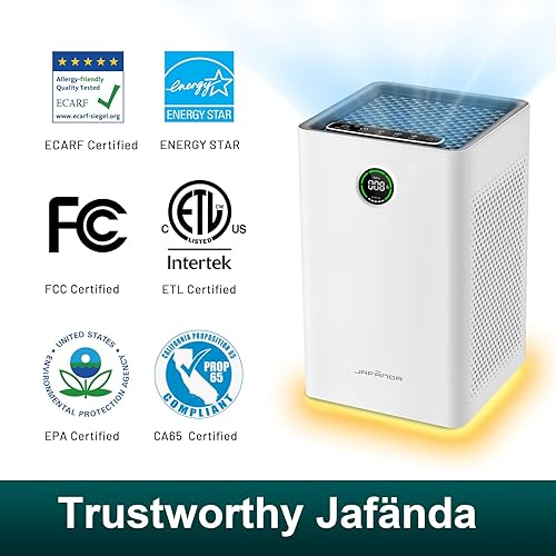 Miniatura 2 de Jafanda - Purificador de aire para habitaciones grandes (hasta 1190 pies cuadrados), filtros doble HEPA y de carbono, limpiador de aire que elimina