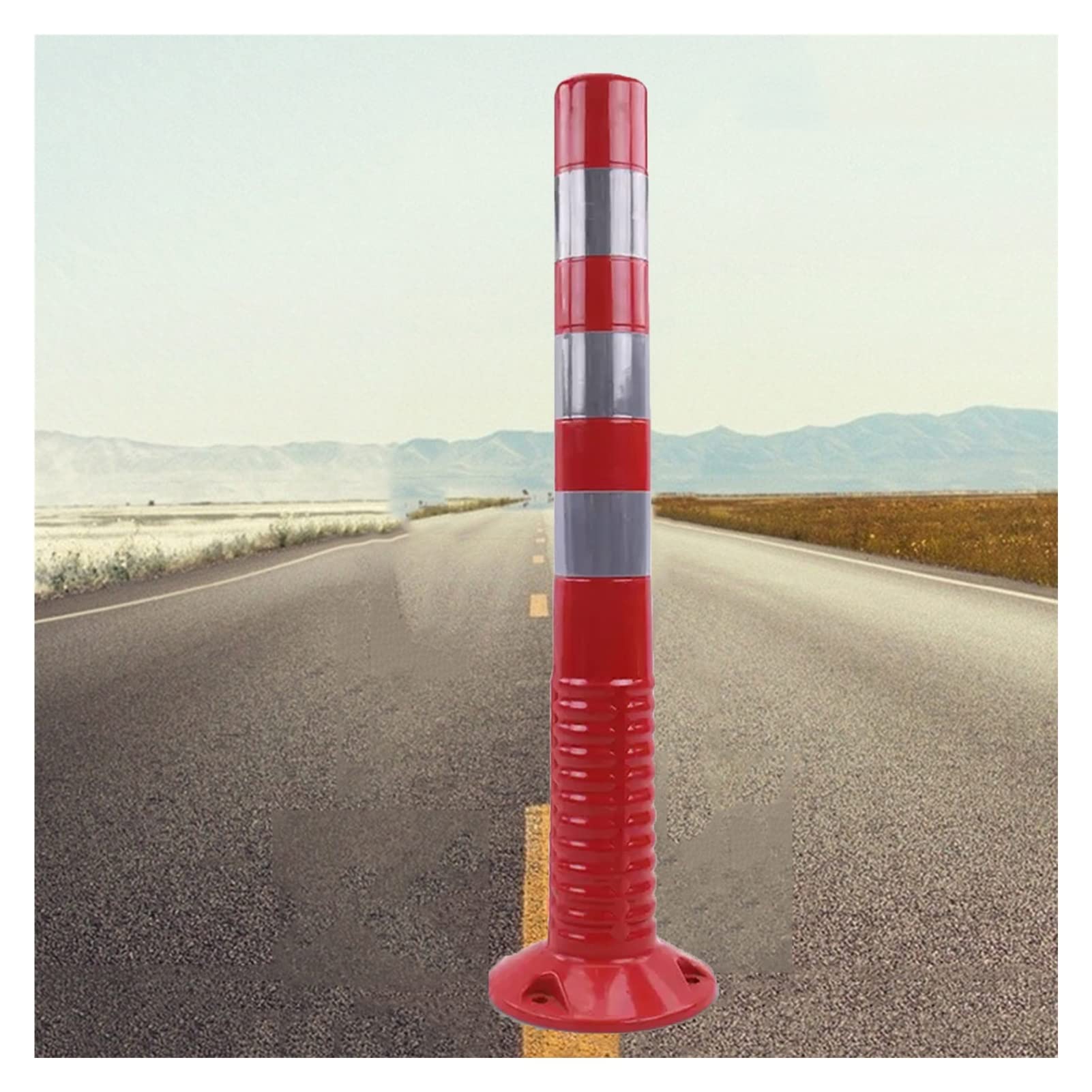 Cône de signalisation réfléchissant flexible avec anneau rouge et argent haute visibilité