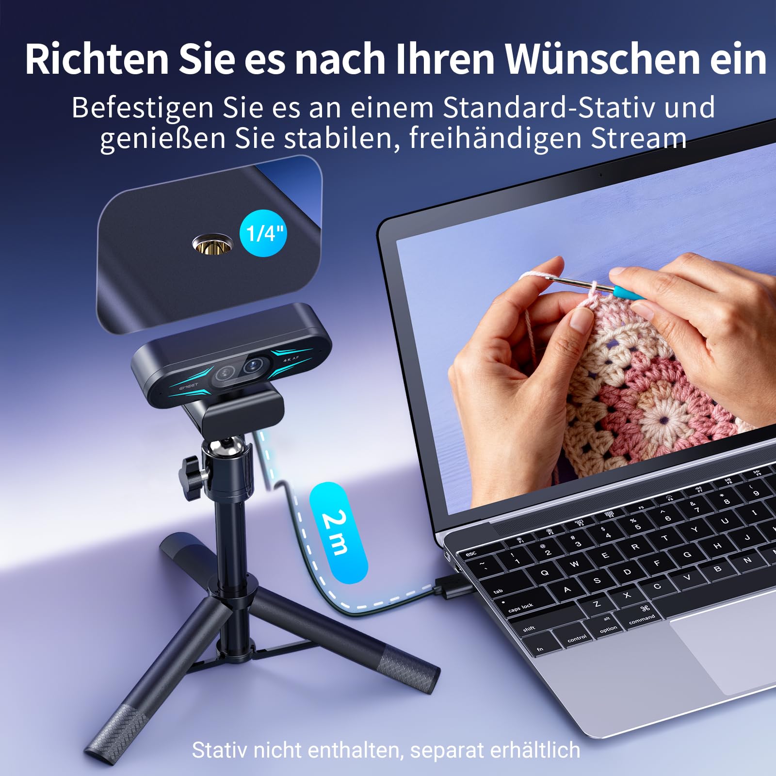 EMEET C60E Dual-Kamera-4K-Webcam für Streaming, Weitwinkel- und Teleobjektiv, bis zu 11-facher Hybrid-Zoom & PDAF-Autofokus, Fernbedienung, RGB-Beleuchtung, 2 Mikrofone, ideal für Livestreaming