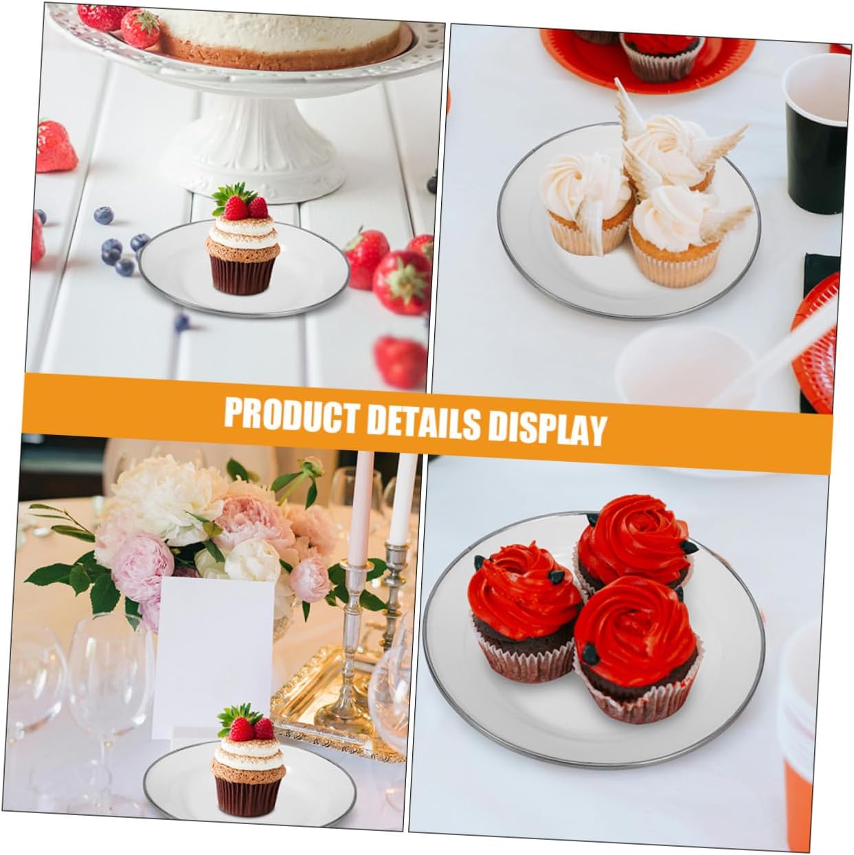 BESPORTBLE 4pcs White Enamel Appetizer Plates 22cm Thick Retro Saucer Plates Food Serving Dishes for Snacks Fruits and Desserts Home Kitchen Use