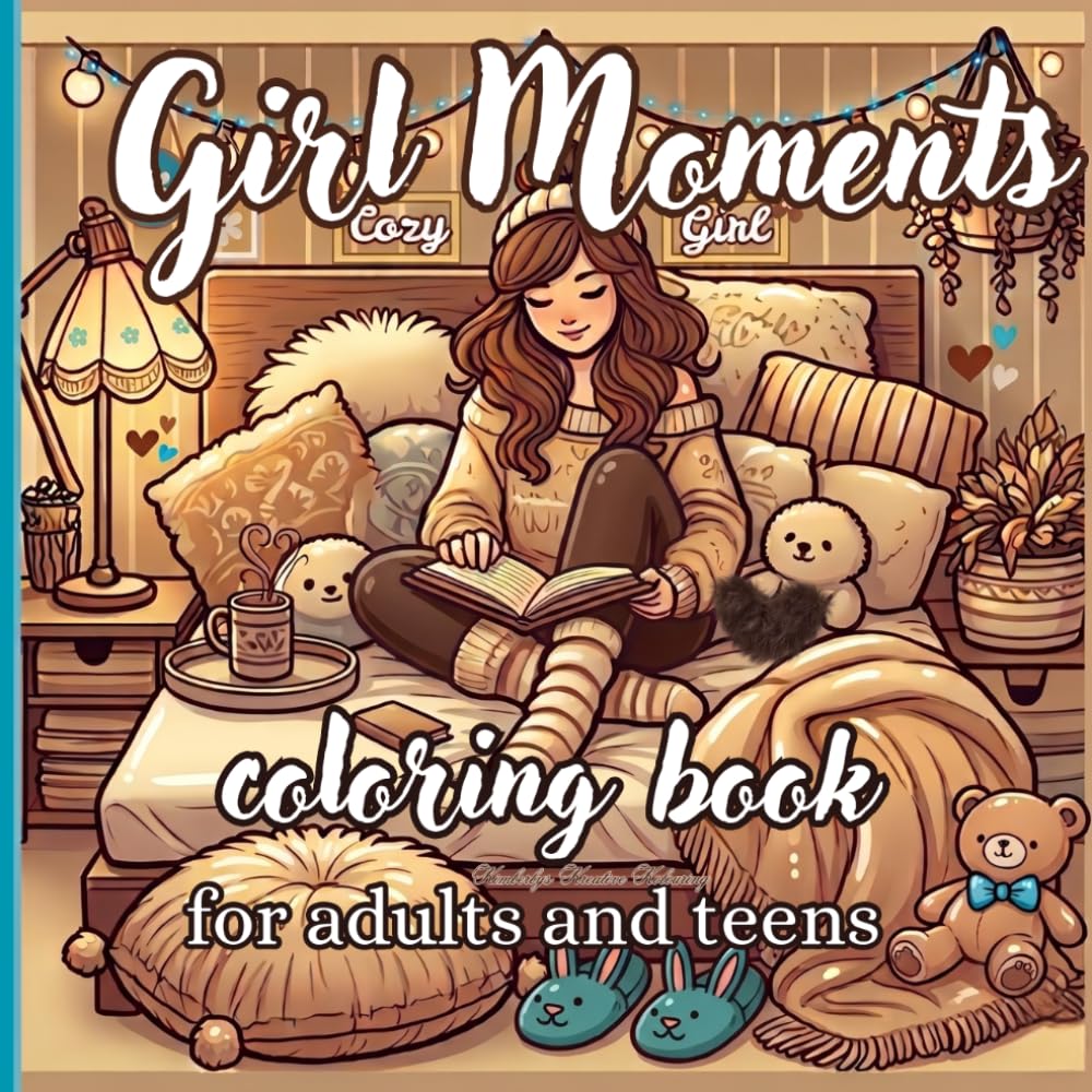 Girl Moments Coloring Book For Adults and Teens: Featuring Cute Cozy Daily Activities for Relaxation
