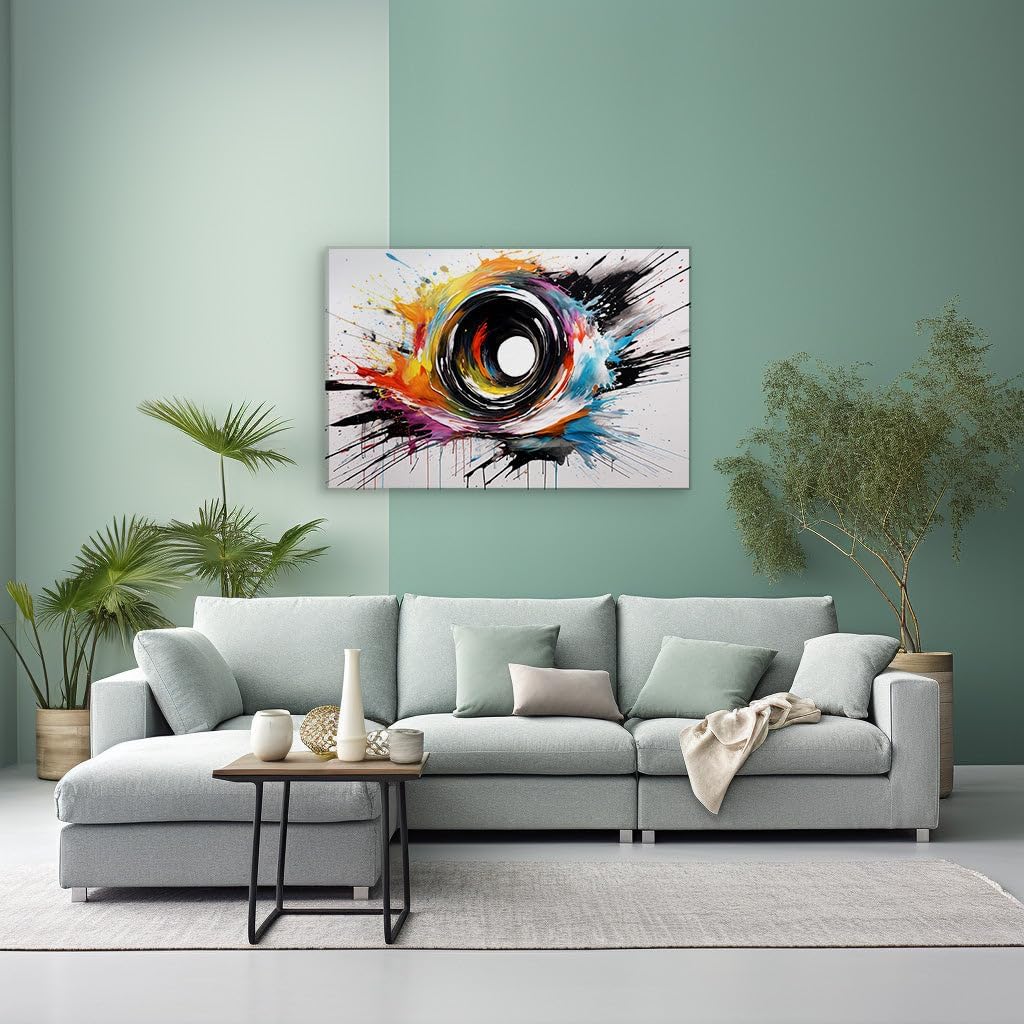 Canvas for Living room. Spiraling into the Spectrum - A Vivid Journey Through Abstract Cosmic Art, 27 x 18 inch Canvas Wall Art - Vibrant Pops Of Color - Modern Home Decor