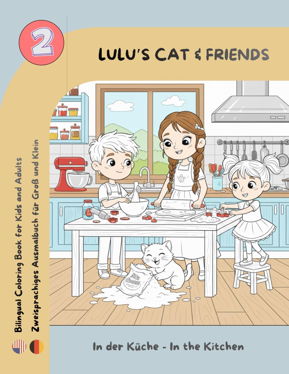 Lulu's Cat and Friends: In der Küche - zweisprachiges Ausmalbuch (deutsch/englisch) mit Bastelteil
