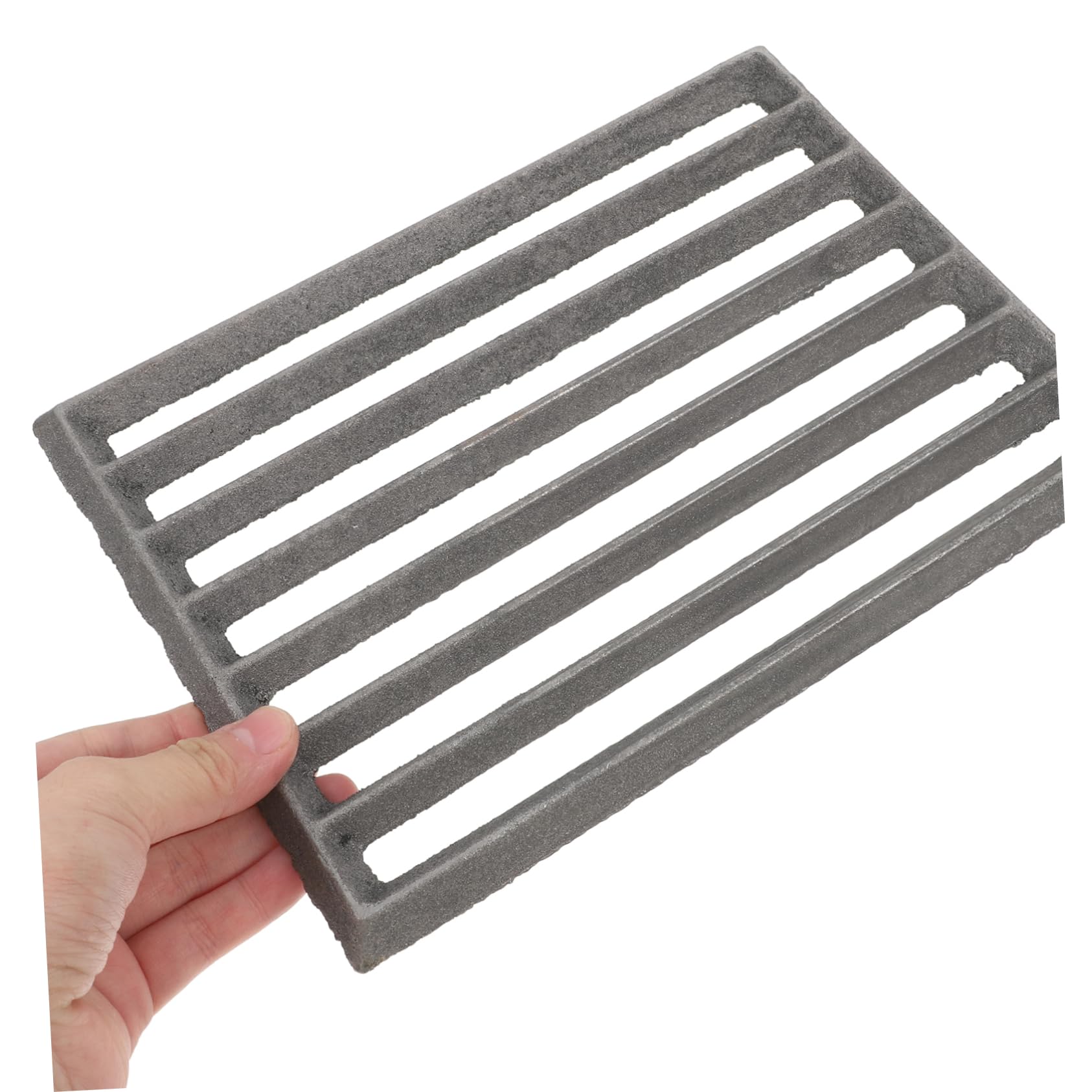Rechteckiger Grillrost aus Gusseisen Vielseitig Einsetzbar mit Maximaler Wärmespeicherung Robustes Schwarzes Material als Ersatzrost für Grill und Kamin