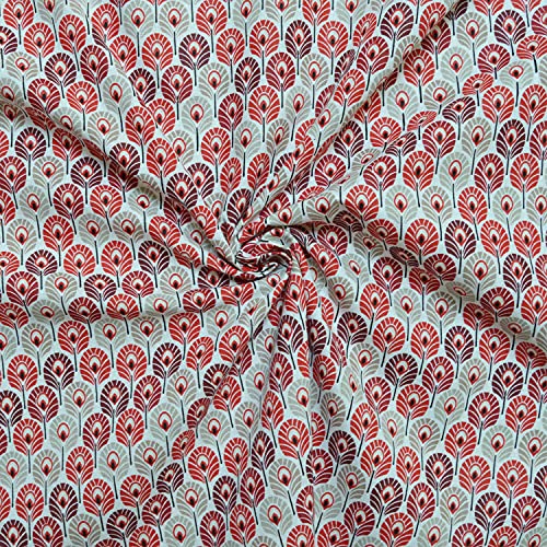 Coupon tissu coton imprimé enfant 100% coton [ Certifié Oeko Tex ] de très belle qualité - Cretonne de coton - Vendu par coupon - Poids 140gr/m² (50cm x 1m60, Feather Red) Cover