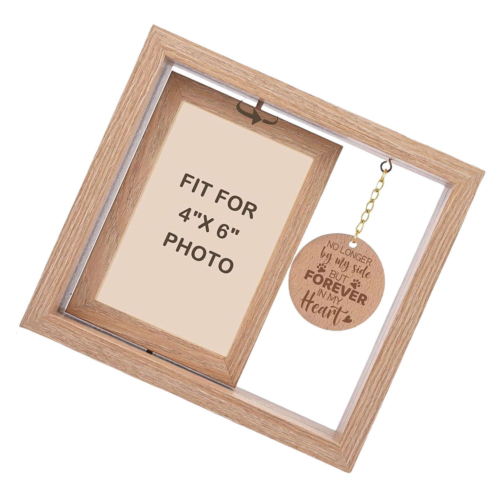 HDOYTXXM Dog Cats Memorial Gift Paws Print Rotating Wooden Picture Frame for 4x6Inch Photo Display Pet Loss Sympathy Home Decors Pet Remembrances Frame