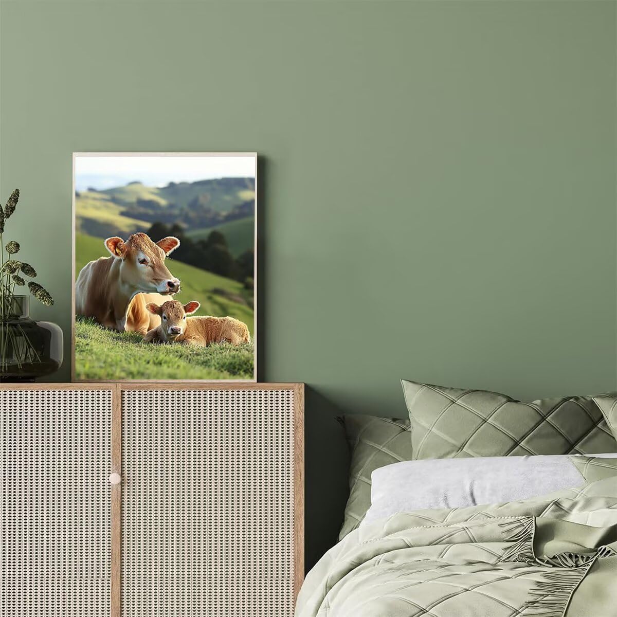Dipingere con i Numeri Bue, Paint by Numbers Adulti Pascolo, Fai da te Creativi Adulti Quadri da Dipingere Numerati Kit per Decorazione Della Parete di Casa, Regalo 100x135 cm Senza Cornice O3-N