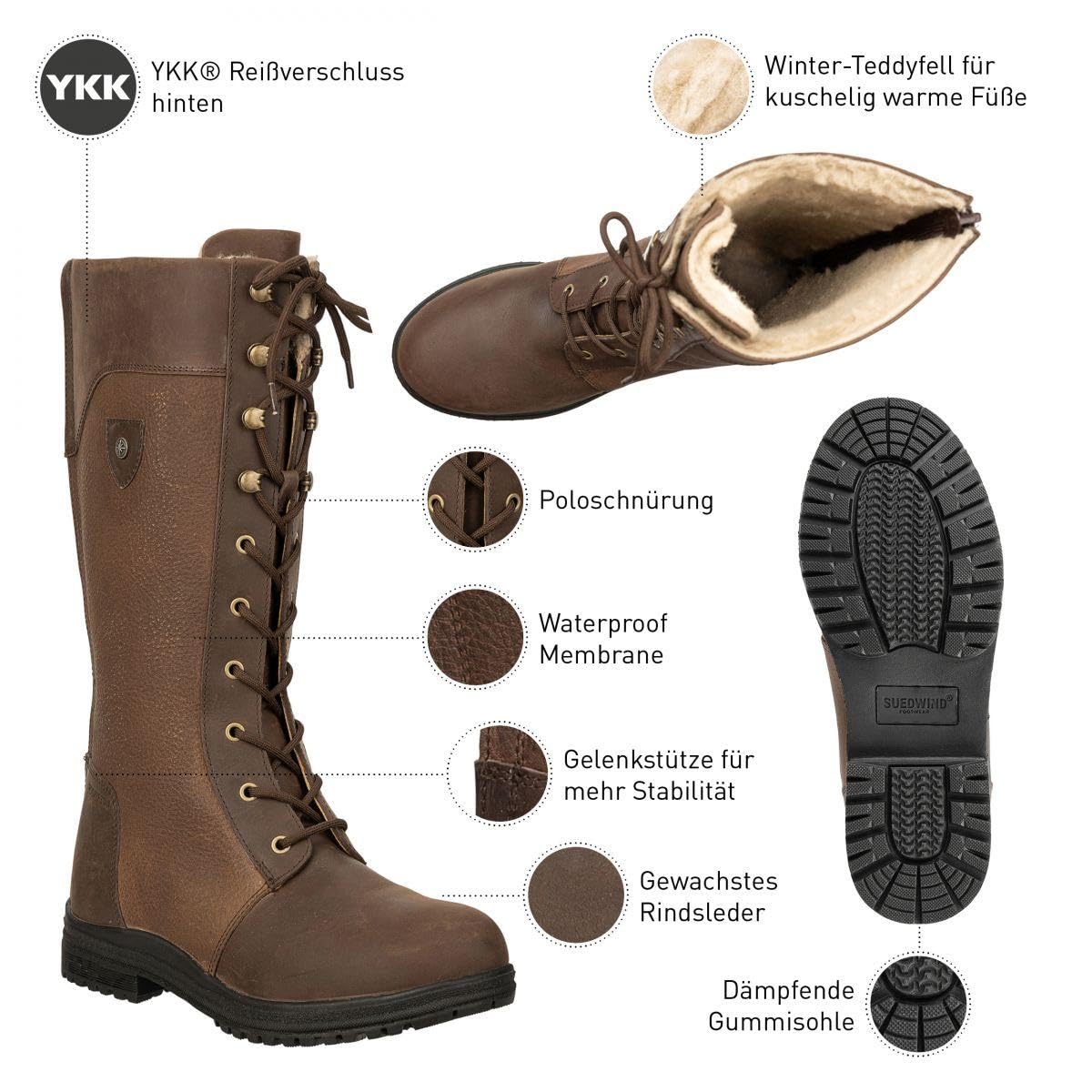 SUEDWIND FOOTWEAR Winter-Stiefel »Galway« | Lederstiefel | Robustes Oberleder | Gefüttert | Wasserabweisend | Outdoor Boots | Gassigehen | Stall | Reiten