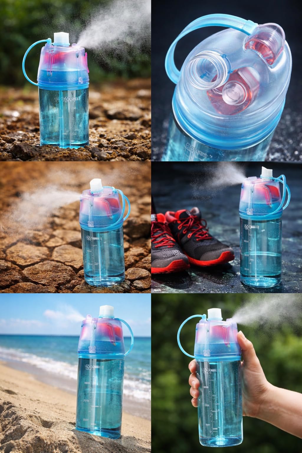 Falshruti Mist Spray Bottle, 2 In 1 Drink And Mist Water Bottle, Sports Spray Bottle Straw Outdoor Bicycle Water Bottle Sippers Dishwasher Safe, Bpa-Free 1