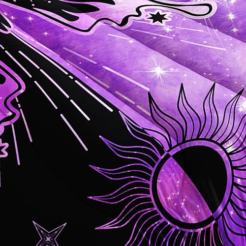 Miniatura 6 de Juego de edredón de mariposa negro y morado para niñas y mujeres, juego de ropa de cama bohemio con estampado de mandala de mariposa, sol y luna con