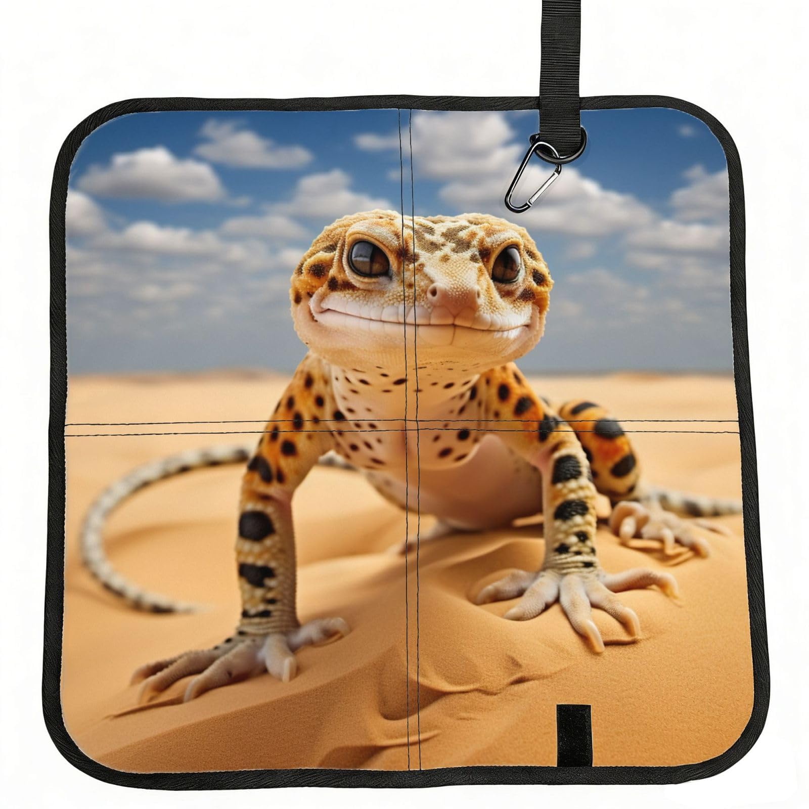 NImongt Sand Leopard Gecko Print Portable Chair Pad Foldable Seat Cushion Outdoor Seating Office Picnic Camping
