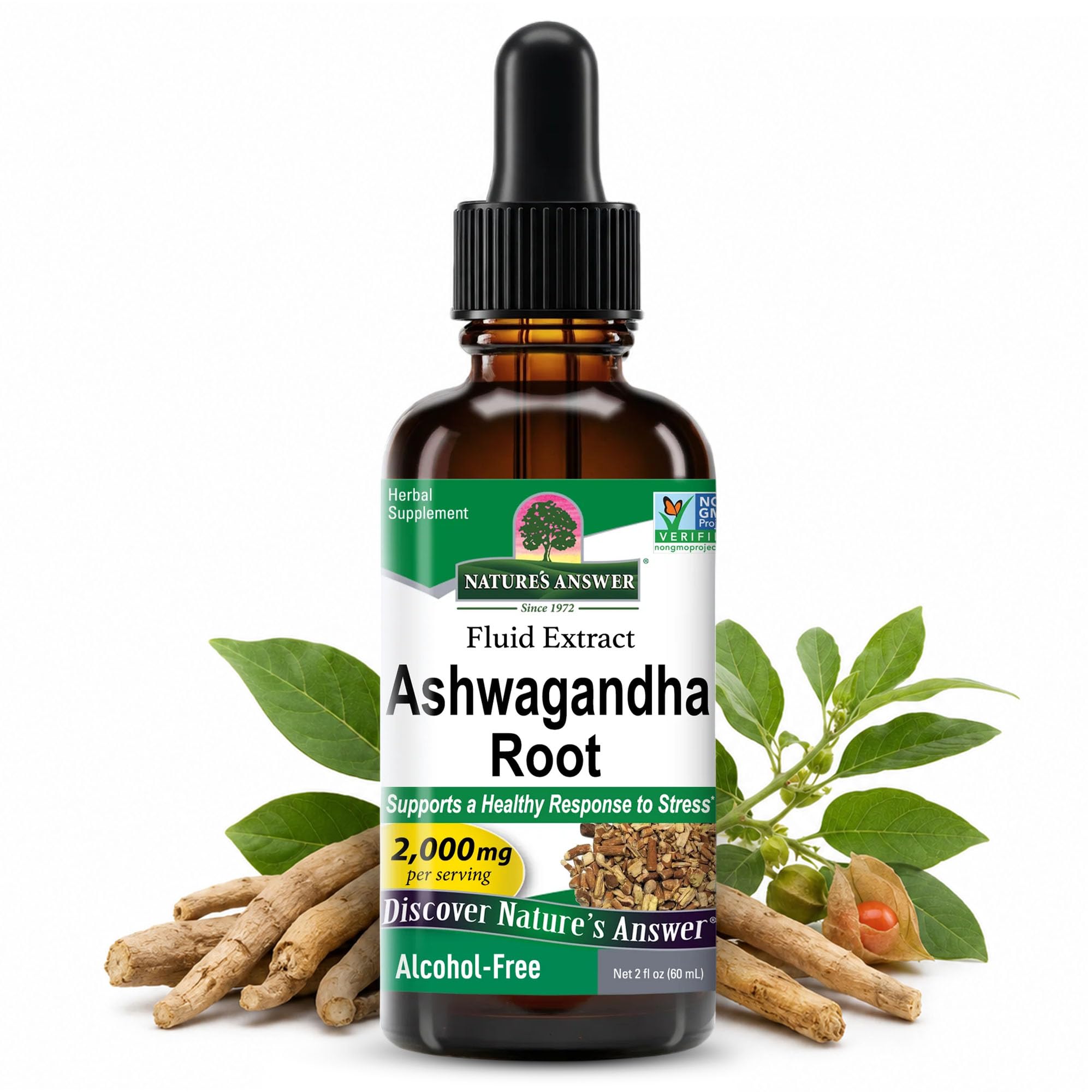Die Antwort der Natur Ashwagandha Root | Kräuterergänzung Pflege gesunde Immunfunktion | Unterstützt Körper gegen Stress | Glutenfrei, Alkoholfrei & Vegan 2oz