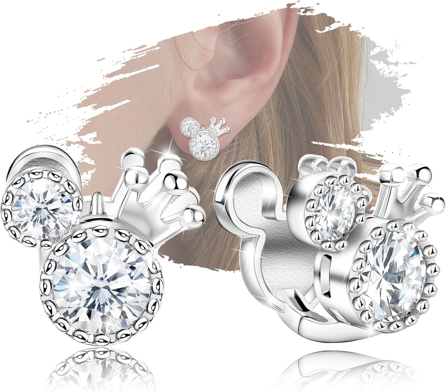 Sterling Silver Trendy Mouse Earrings for Women Dainty Huggie Hoop Earring Hypoallergenic Jewelry Birthday Gift for Women