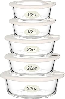 Urban Green Glass Food Storage Containers with Glass Lids, Microwave Safe Food Container Set, Aitight Meal Prep Container Set, LeakProof, 100% Plastic Free, 5 Pack