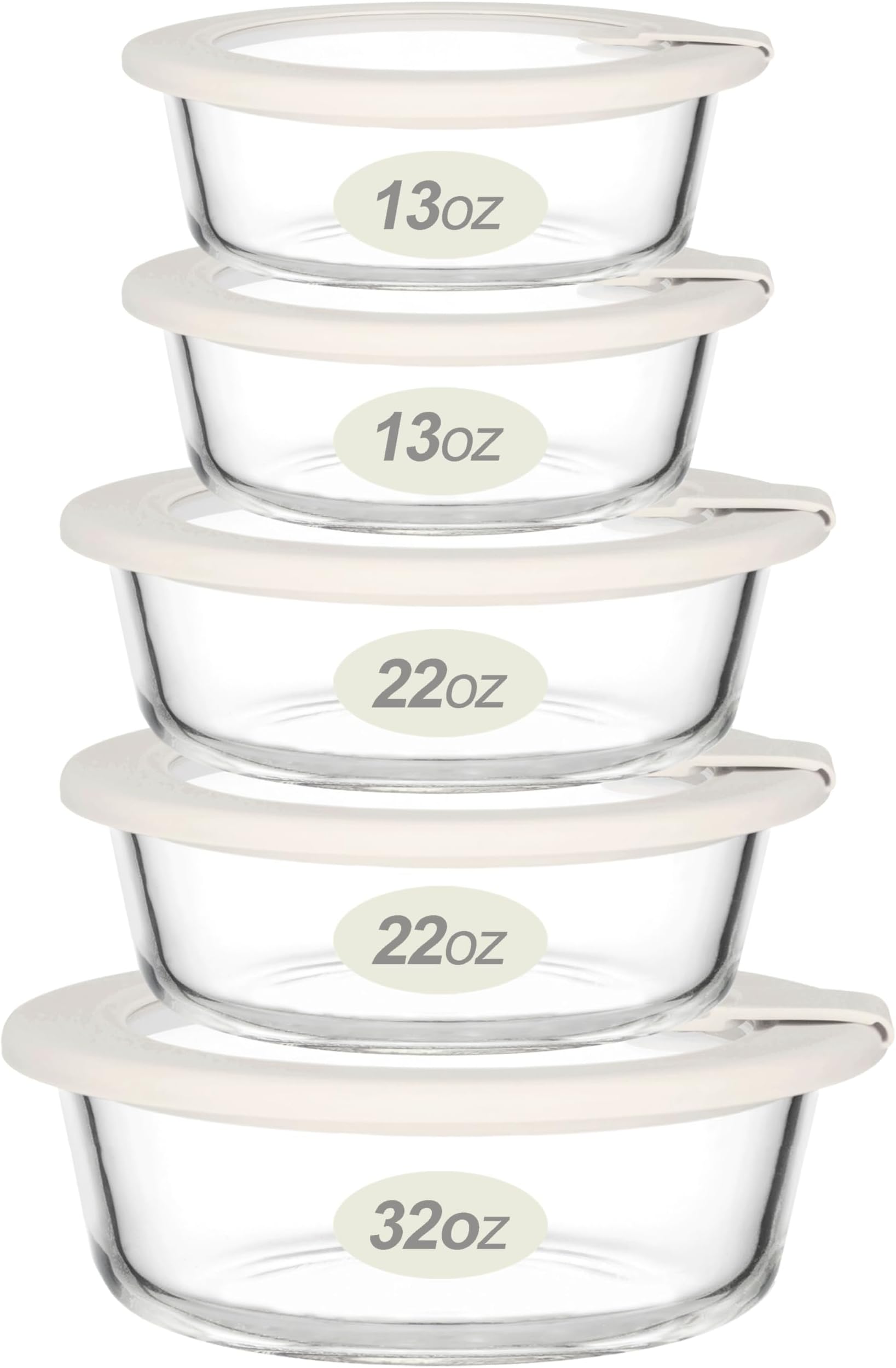 Glass Food Storage Containers with Glass Lids, Microwave Safe Food Container Set, Aitight Meal Prep Container Set, LeakProof, 100% Plastic Free, 5 Pack
