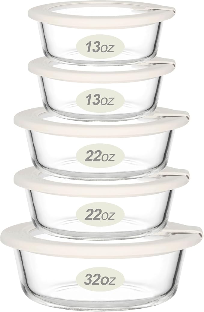 Urban Green Glass Food Storage Containers with Glass Lids, Microwave Safe Food Container Set, Airtight Food Container Set, LeakProof, 100% Plastic Free, White Color, 4pack