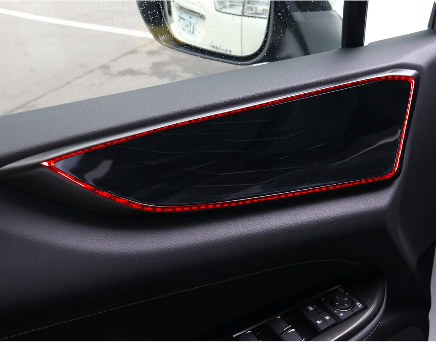Car Inner Door Handle Switch Frame Sticker Real Quality Carbon Fiber Decal Compatible with Lexus NX 250 350 350h 450h+ 2022 2023 2024 Interior Accessories Trim Decor 2pcs Red