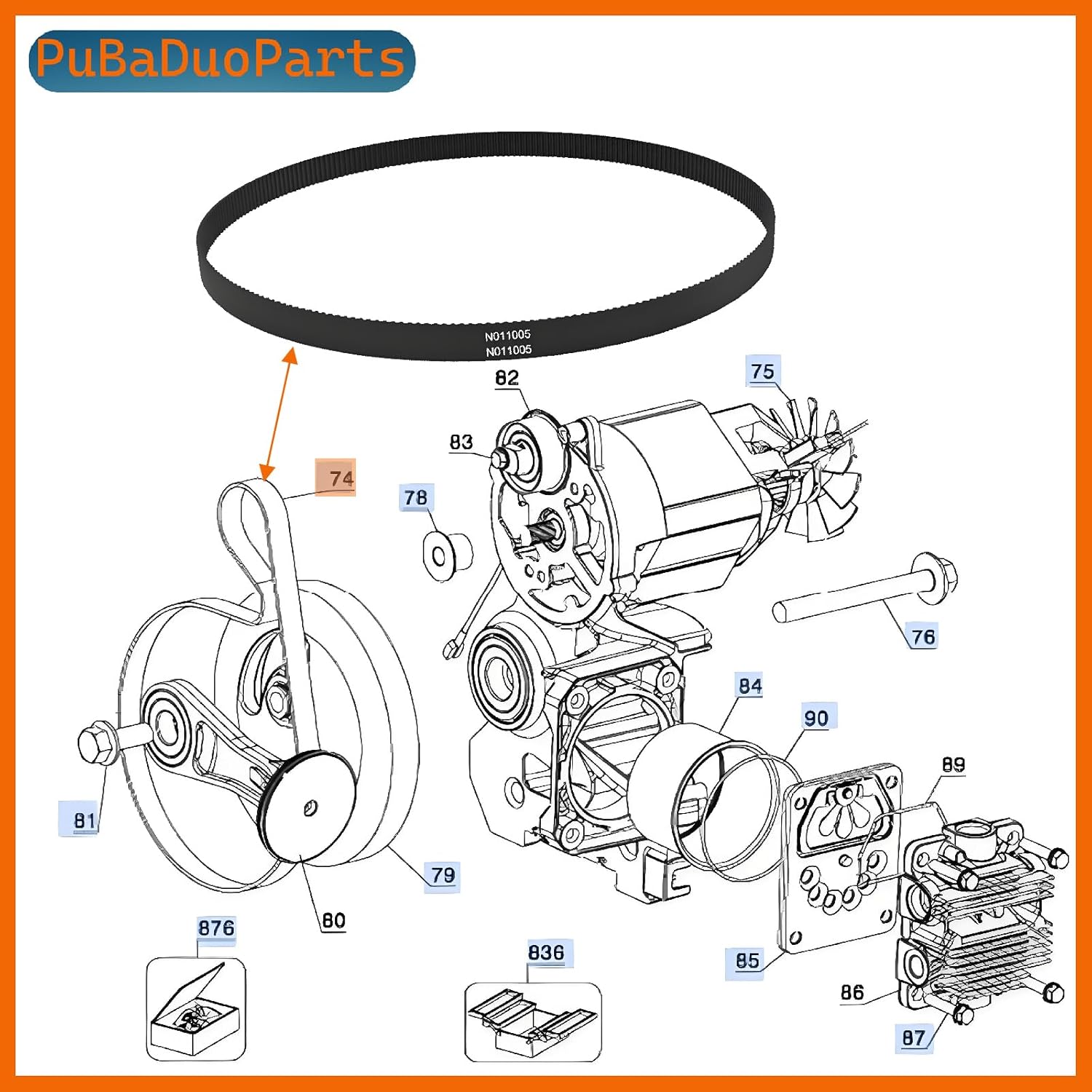 N011005 A12210 Air Compressor Drive Belt Compatible with D55146 D55167 D55168, Craftsman 919-16755 919-16760, CAP1615-OF CAP1645-OF & More（2/Pack).