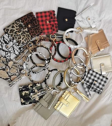 Miniatura 5 de Lantintop - Llavero multifuncional para tarjetas, piel sintética, redondo, con cartera a juego, para mujeres y niñas