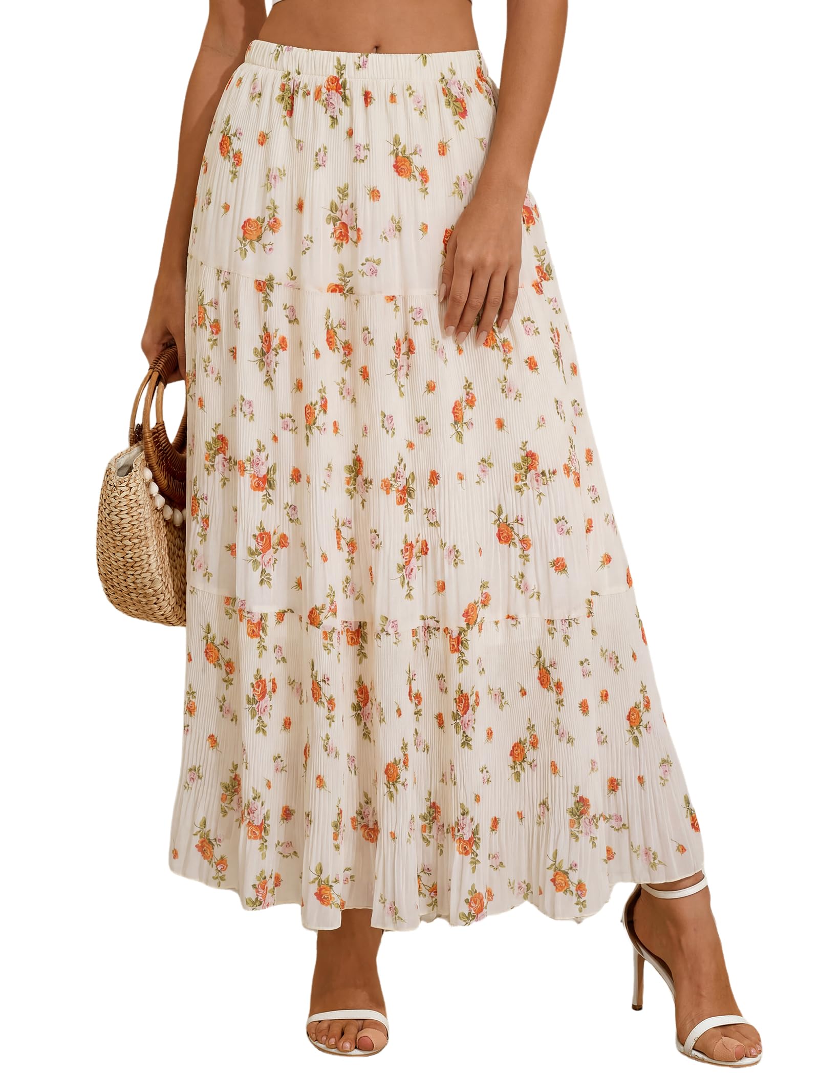 Arolina Chiffon Maxi Skirts for Women Tiered A-Line Long Skirt Flowy Casual Summer Beach Vacation Trendy 2026