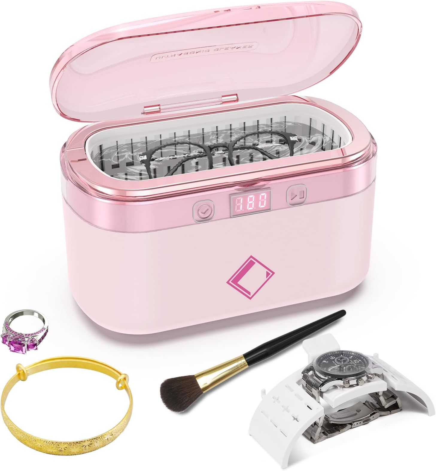 LifeBasis Ultrasonic Cleaning Machine, Eyeglass Cleaning Machine, Ultrasonic Cleaner for Small Households, Improved Strong Vibration, Denture Cleaning Machine, 16.9 fl oz (500 ml), Eyeglass Cleaning