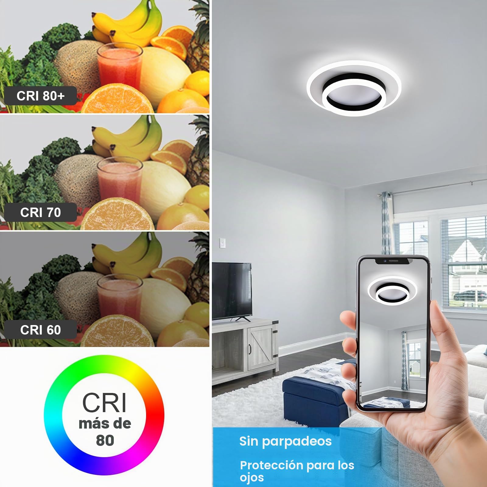 Lámpara de Techo Moderna, 28W Plafón LED Techo Luz Fria 6500K | Redondo Luz LED techo de Acrílico Blanco para Corredor Cocina Dormitorio Sala de Estar Pasillo, Ø30CM