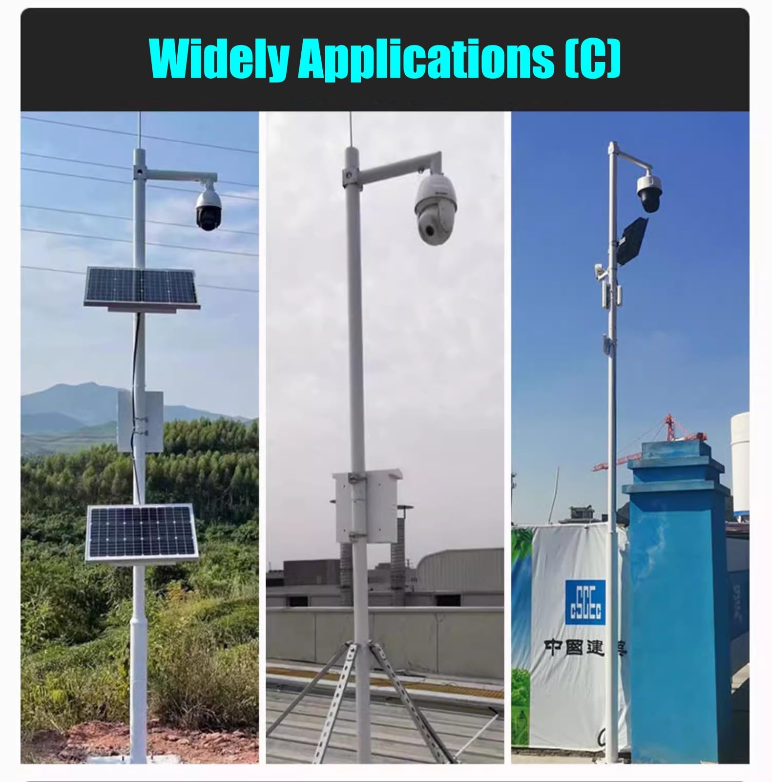 Staffa Telecamera Esterna Supporto per Telecamera di Sicurezza da Pavimento, Palo per Telecamera di Sorveglianza Esterna Resistente Alle Intemperie, Palo di Montaggio per Telecamera di Sicurezza(C,3m