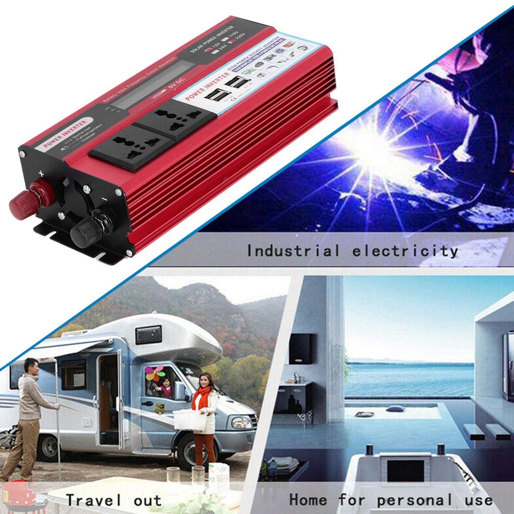 Convertitore di Tensione 1500W,Power Inverter 12V 220V, Premio Avec Allume Cigare, 4 Porte USB, Invertitore di Tensione per Auto,Camper