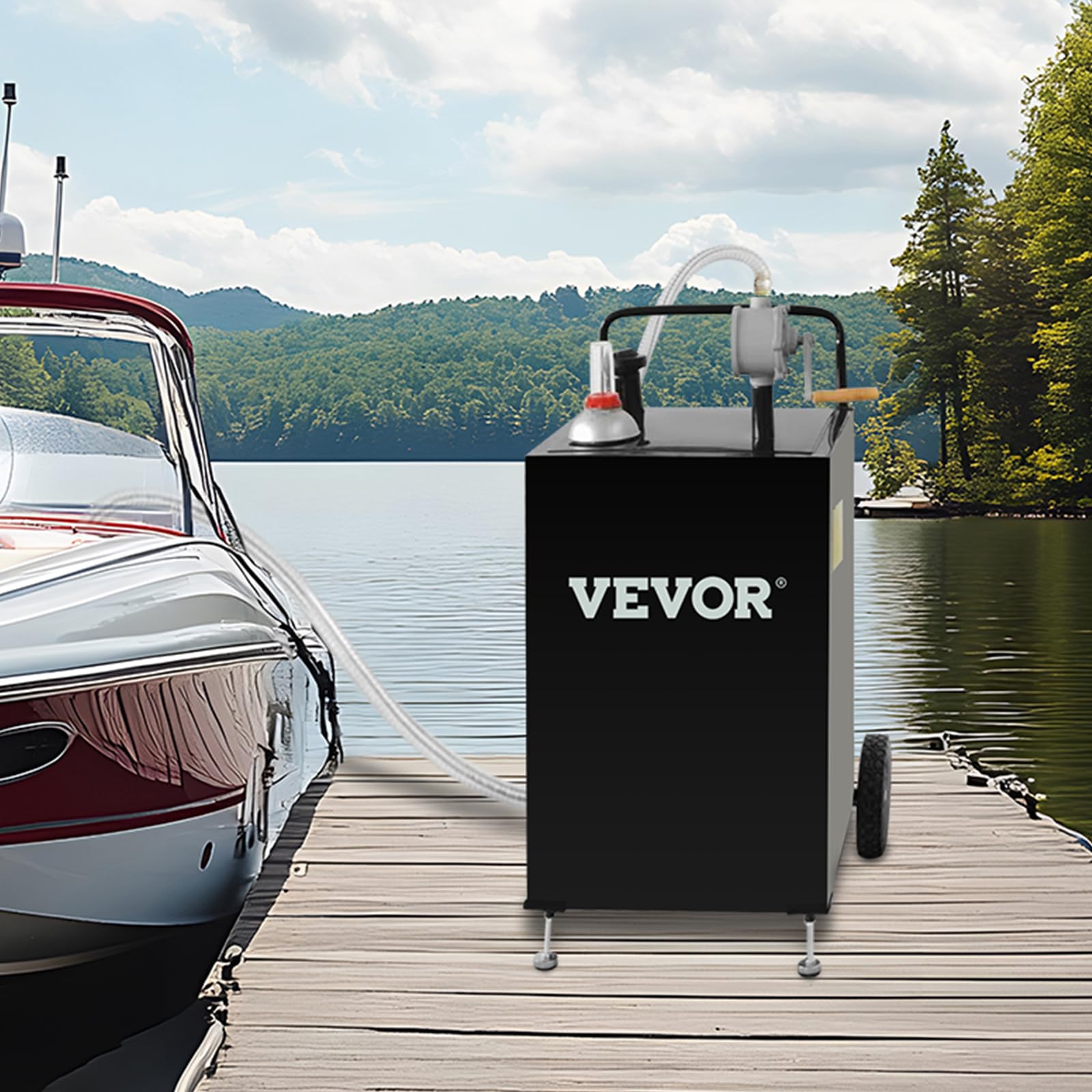 VEVOR 30 Gallonen Gas-Caddy, Kraftstoffspeichertank mit Rädern, tragbarer Kraftstoff-Caddy mit manueller Transferpumpe, Benzin-Diesel-Kraftstoffbehälter für Autos, Rasenmäher, Geländefahrzeuge, Boote