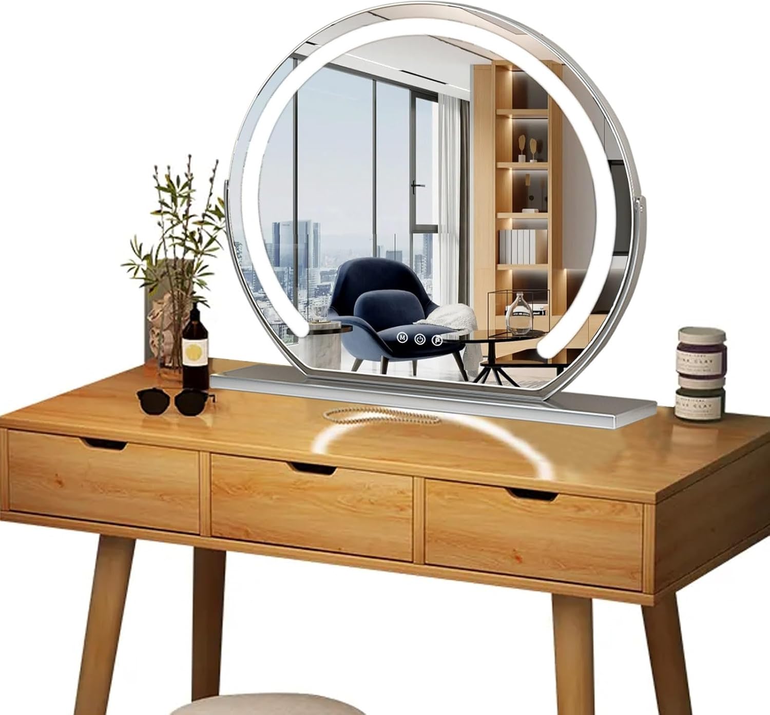 FERKAP Large Lighted Makeup Vanity Mirror 42cmX38cm