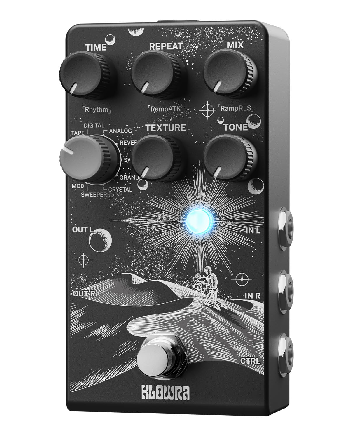 Everlast Pedale Delay per Chitarra Elettrica – Pedale Effetto Digitale con 9 Tipi di Delay Stereo, Tap Tempo, True Bypass, Segnale Dry Analogico e Supporto per Pedale d’Espressione