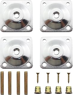 4 Sets Flat Furniture Table Leg Connectors 48x48mm Metal Mounting Plate with Hook Bolt for Restoration of Sofa and Dressers