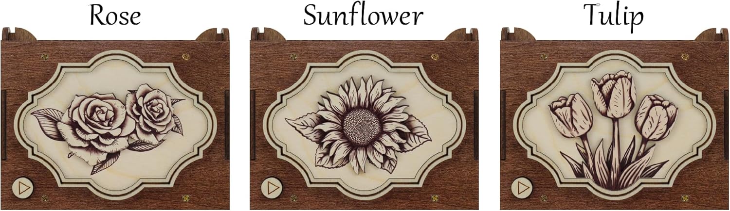 Custom Song Flower MP3 Music Box, Plays Any Song, Personalized Photo Print, Choose from 21 Flower Types