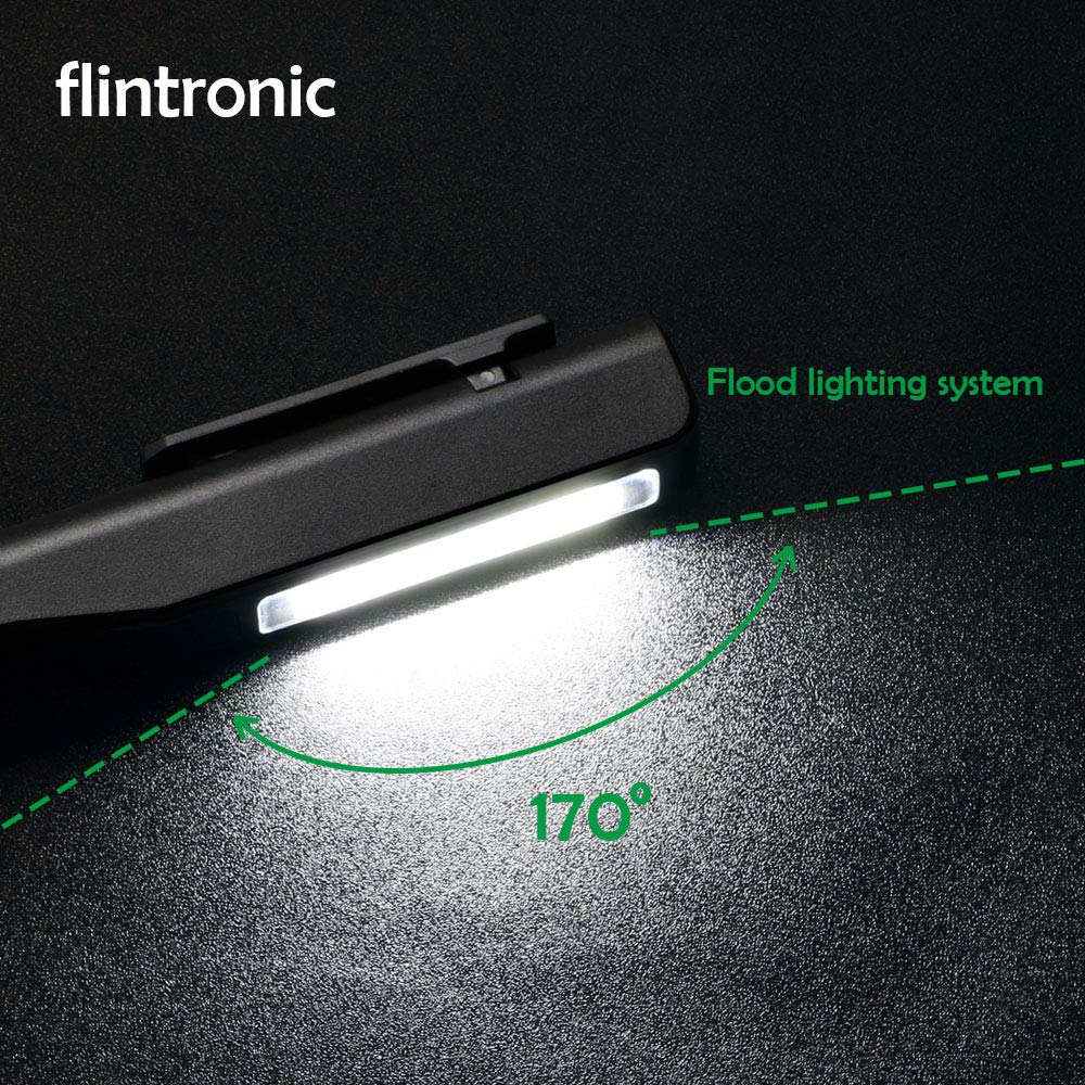 Flintronic Lampada di Ispezione,2 Pezzi Lampada da Lavoro LED Ricaricabile Torcia da Lavoro con Calamita Clip, Un Cavo Micro USB Dotato per Ricaricare [Classe di efficienza energetica A]