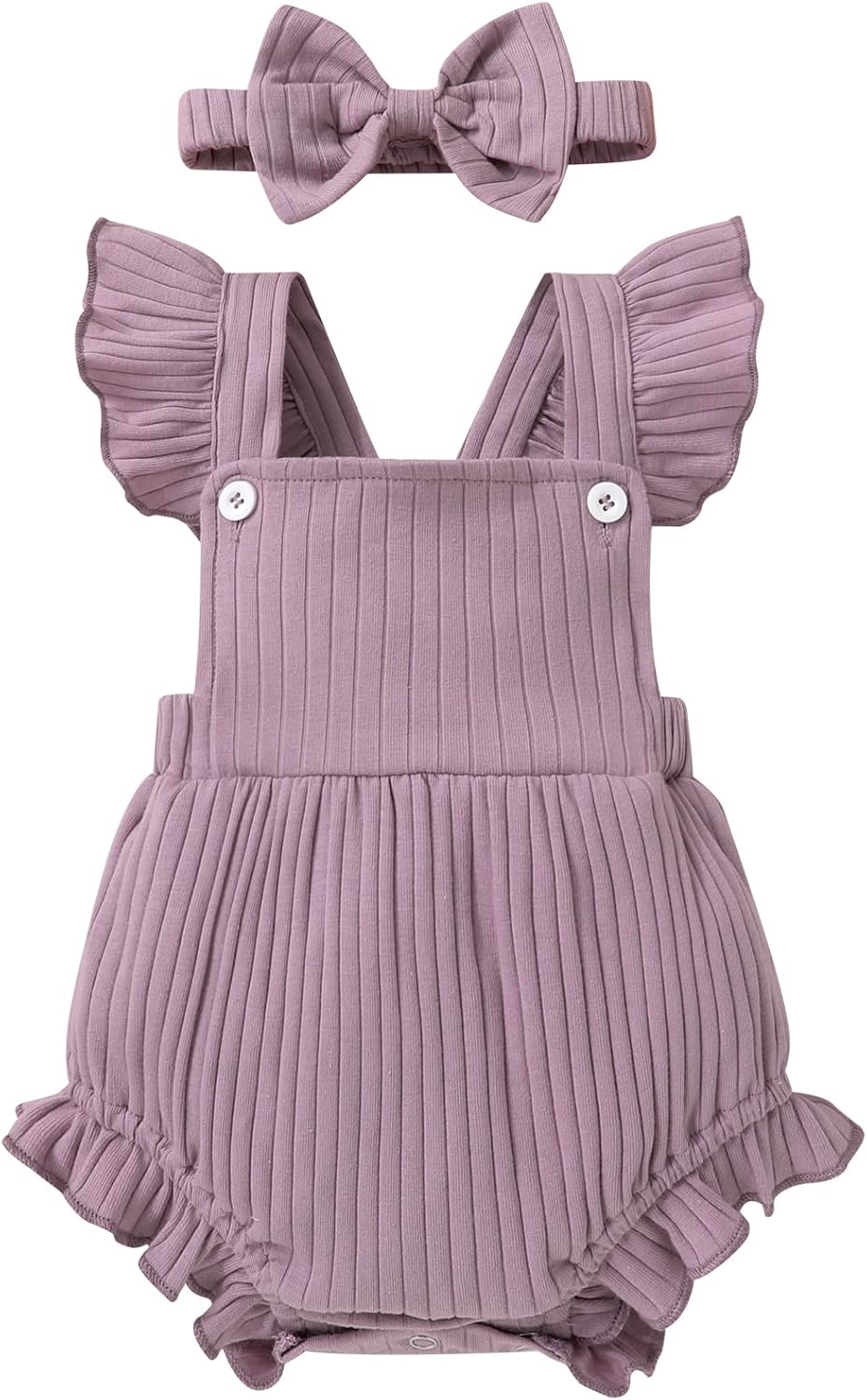 YOUNGER TREE Newborn Baby Girl Clothes Solid Color Ruffle Sleeveless Romper Infant Summer Jumpsuit Outfit