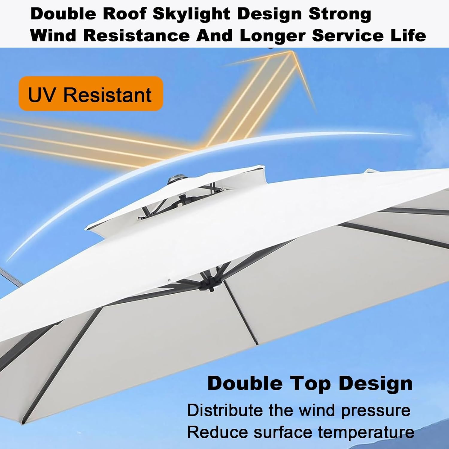 Outdoor Patio Cantilever Parasols Replacement Canopy Square 2.5x2.5m/3x3M, 8 Ribs Umbrella Replacement Top Cover, UV Protection Waterproof Garden Yard Sun Shade Replacement Fabric Cloth(Light-Khaki,2.