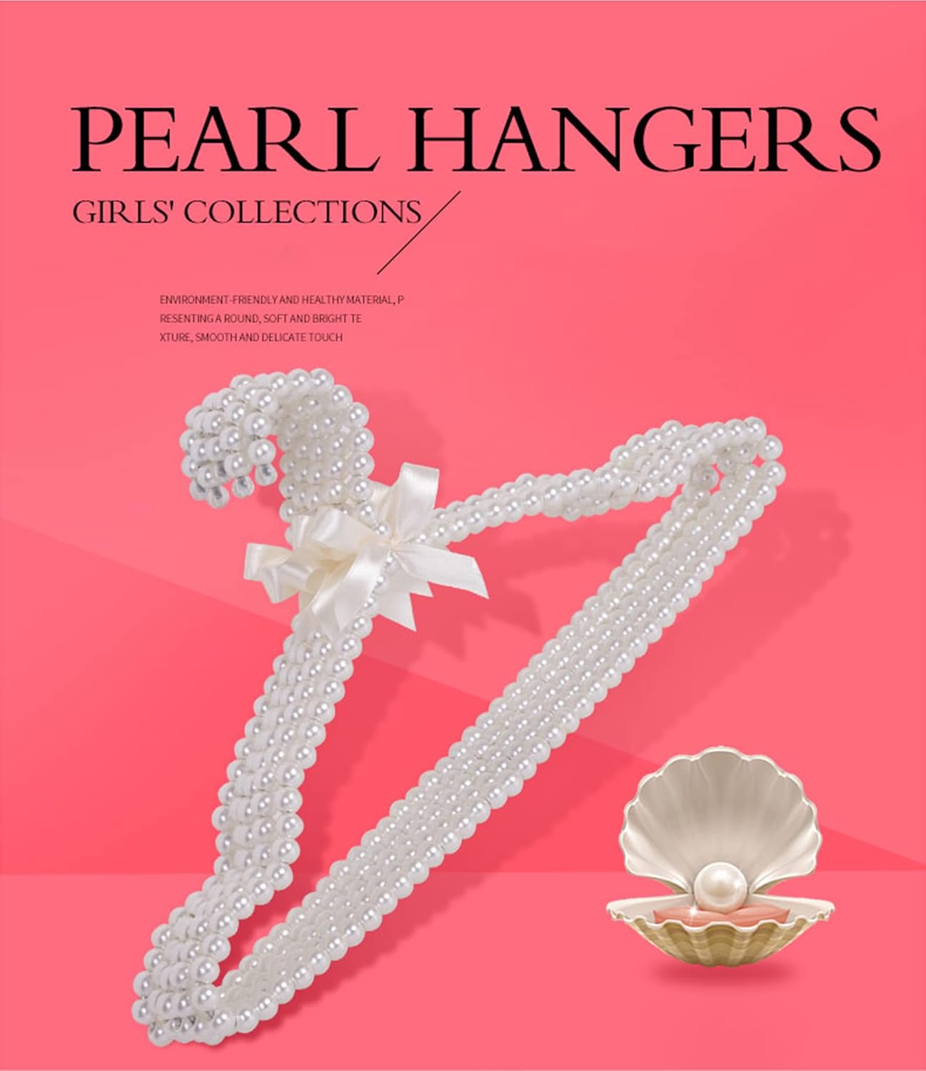 10 PCS Pearl Hangers Artificial Pearl Jeans Shelves Bowknot Wedding Hangers and Trousers Hanging Clip (White),Pearl White
