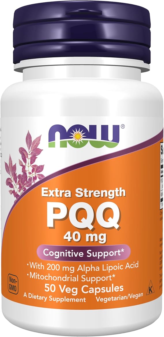 NOW Supplements, PQQ 40 Mg With 200 Mg Alpha Lipoic Acid, 50 Veg Caps