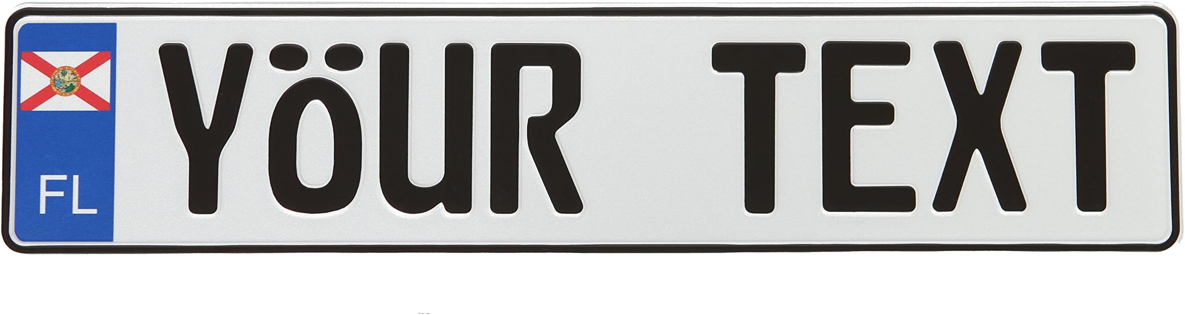 Custom European Style US State License Plate - 9 Characters (Customize Your Text & add Accessories)